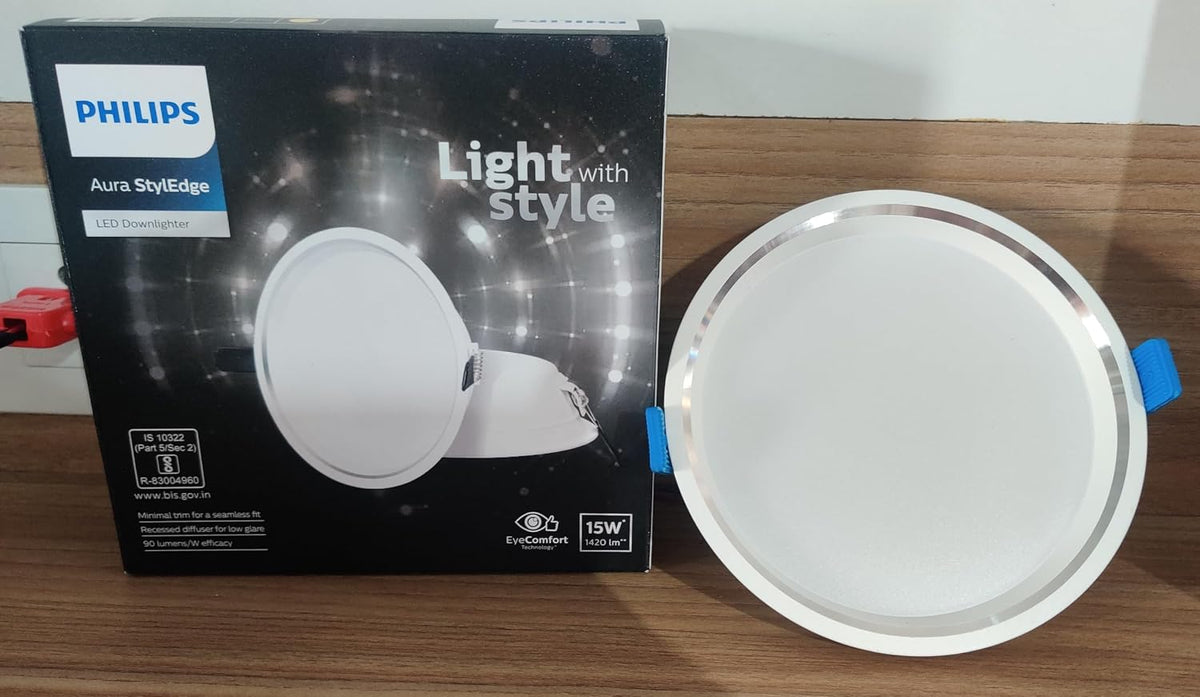 Philips Metal New LED Downlighter Aura Styledge 15-Watt (Round, Natural White)