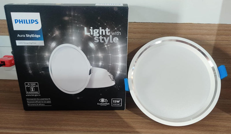 Philips Metal New LED Downlighter Aura Styledge 15-Watt (Round, Natural White)