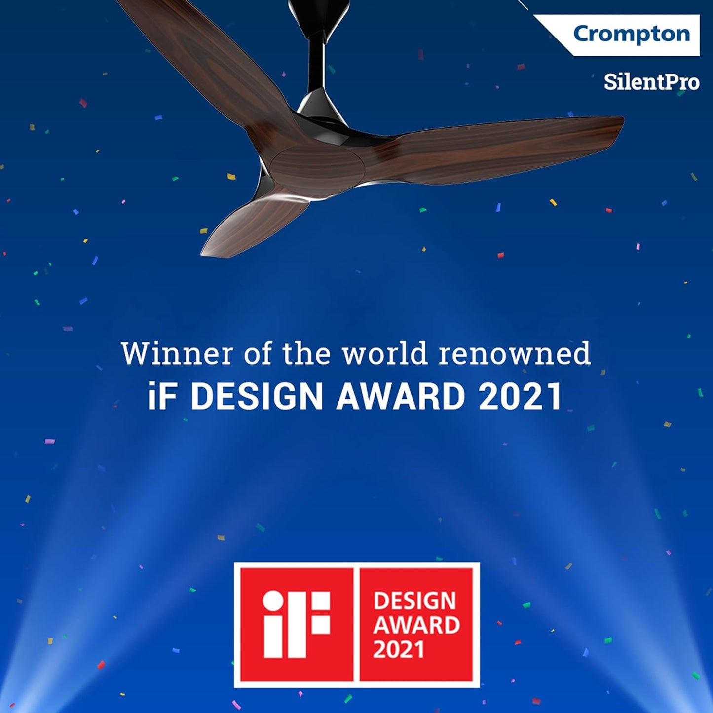 Crompton SilentPro Enso 1225 mm ActivBLDC Remote-controlled Ceiling Fan | 2X Silent | iF Design Award 2021 | 5 Years Warranty (Chestnut Wood)