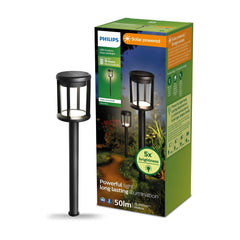Philips Reina 3000K 50lm Solar Powered LED Outdoor Lights Black