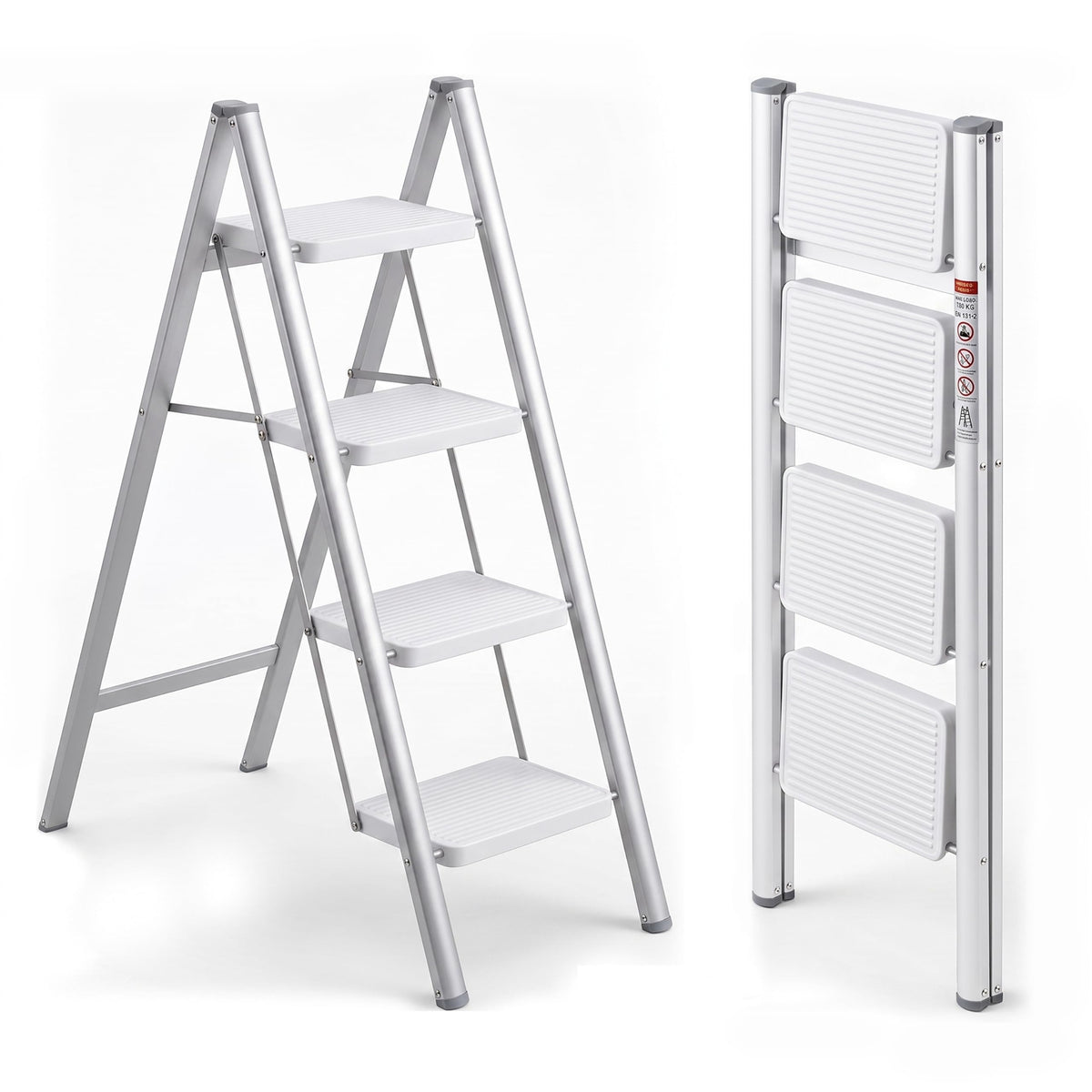 Corvids 2-Step Heavy-Duty Carbon Steel Step Stool, 2-Year Warranty, Anti-Slip Wide Steps, Portable Multipurpose Folding Step Ladder for Home, Kitchen & Office Use (Black)