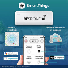 Samsung 1 Ton 5 Star,New Star rated Bespoke AI Inverter Smart Split AC (WiFi, Energy Saving, Voice Control, Powerful Cooling, Copper, Digital Inverter, 4 Way swing,5 Step Convertible,AR50H12D1ZHNNA)