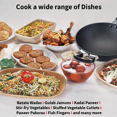 Hawkins Futura 1.5 Litre Deep Fry Pan, Non Stick Kadai, Round Bottom Kadhai, Small Non Stick Kadai, Black (NK15)