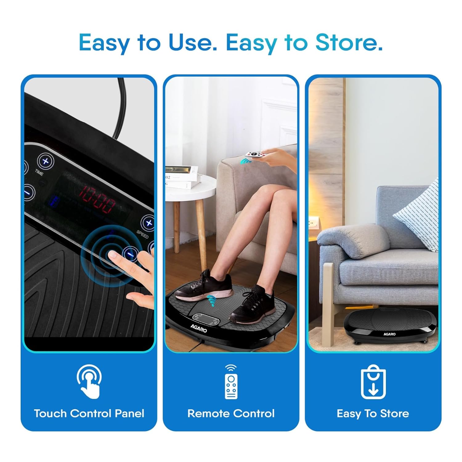 AGARO Royal 3D Vibration Plate Massager, Home & Gym Workout Machine For Muscle Toning, Calorie Burning, Massaging, Weight Loss, Pain Relief & Comes With 5 Program Mode With Remote,2 Balance Straps