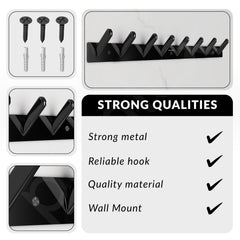 Plantex Wall Hooks for Hanging Cloth/Stainless Steel Towel Hangers/Bathroom Robe Hooks/Door Hangers/Square Wall Hook/Hook Rail for Hanging Keys - 8 Hooks (Pack of 2, PVD Black)-6