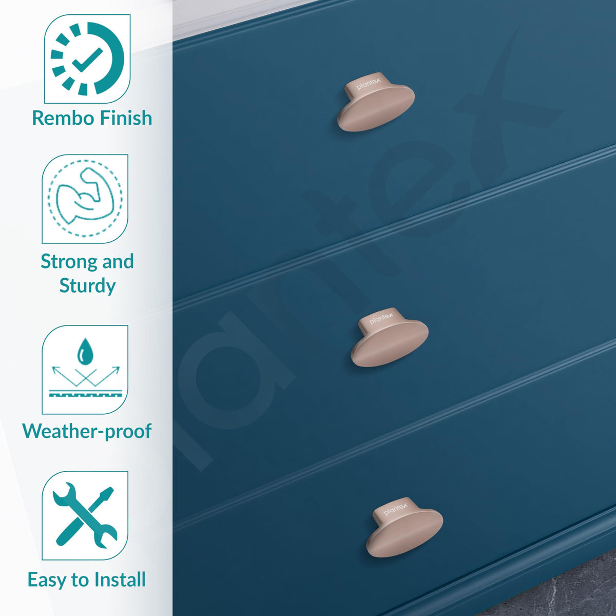 Plantex Knobs for Drawer/Small Drawer Knobs/Knobs for Cabinets/Pull-Push Knobs for Kitchen/Bedroom Drawer - Pack of 2 (Oval, Rembo)-5