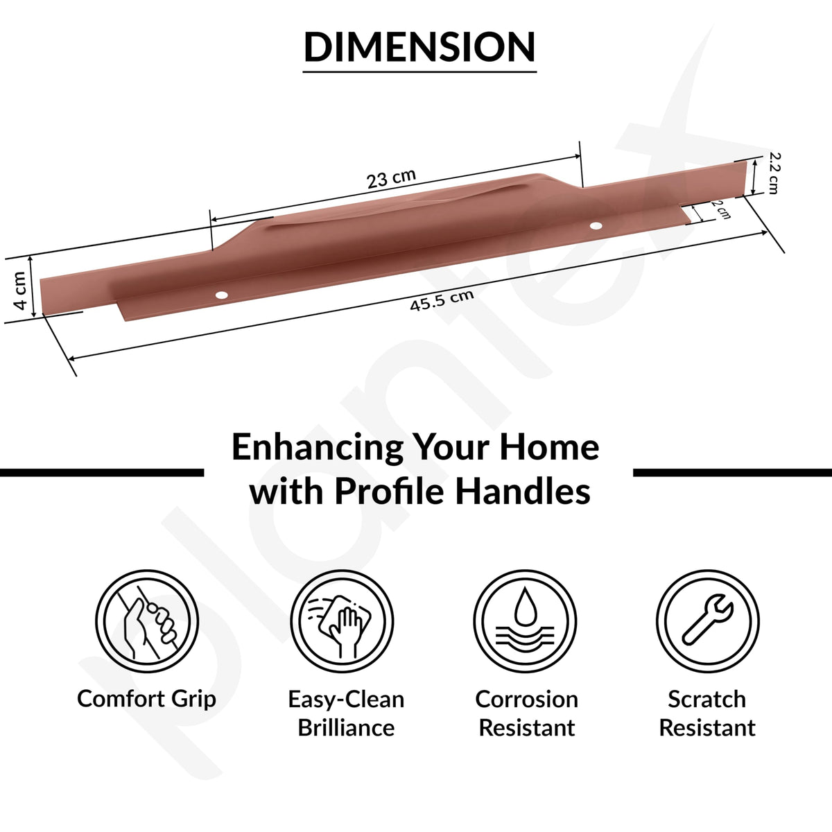 Plantex Profile Handle for Kitchen Cabinet/18 Inch Aluminium Drawer Profile Handle/Wardrobe Pull Handle for Home/Office/Hotel - Pack of 1 (Rose Gold) (Model APS-PF-1002)-3