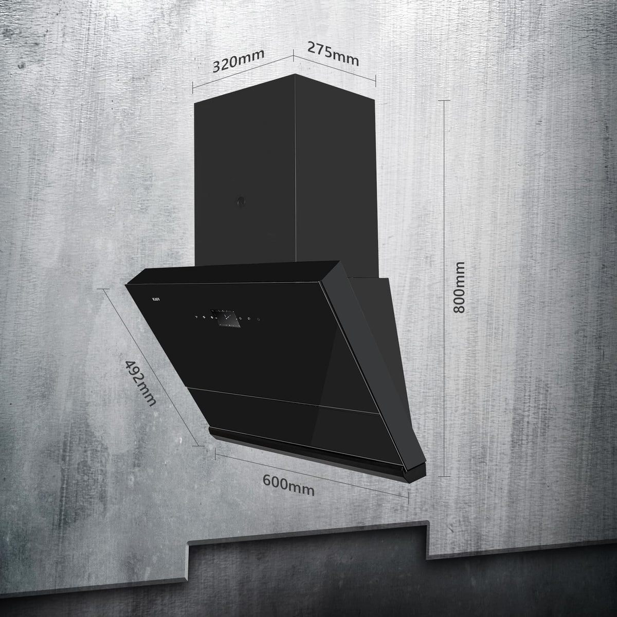 Kaff HAWK DHC 60 Filter-less Auto Clean Slant Kitchen Chimney, Black