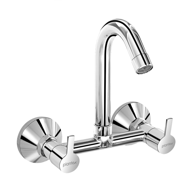 Plantex Sink Mixer for Kitchen with Brass Spindle/Hot & Cold Water Mixer with Teflon Tape & Wall Flange - Pack of 1 (Rio, Chrome)-1