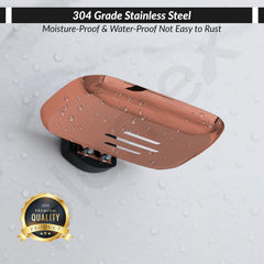 Plantex 304 Grade Stainless Steel Soap Holder for Bathroom/Soap Dish for Bathroom/Soap Bar Holder/Bathroom Accessories - Parv (Rose Gold & Black)-4