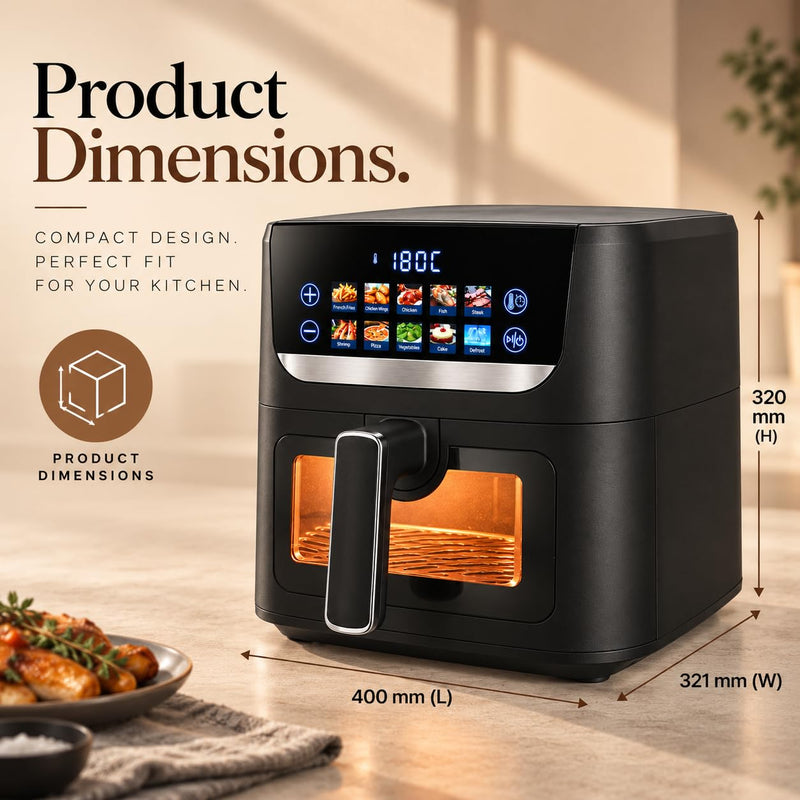 Faber 8.0L 1700W Digital Air Fryer | Fry, Bake, Roast | 85% Less Oil,360 hot air circulation | 10-Preset Menu, Touch Con
