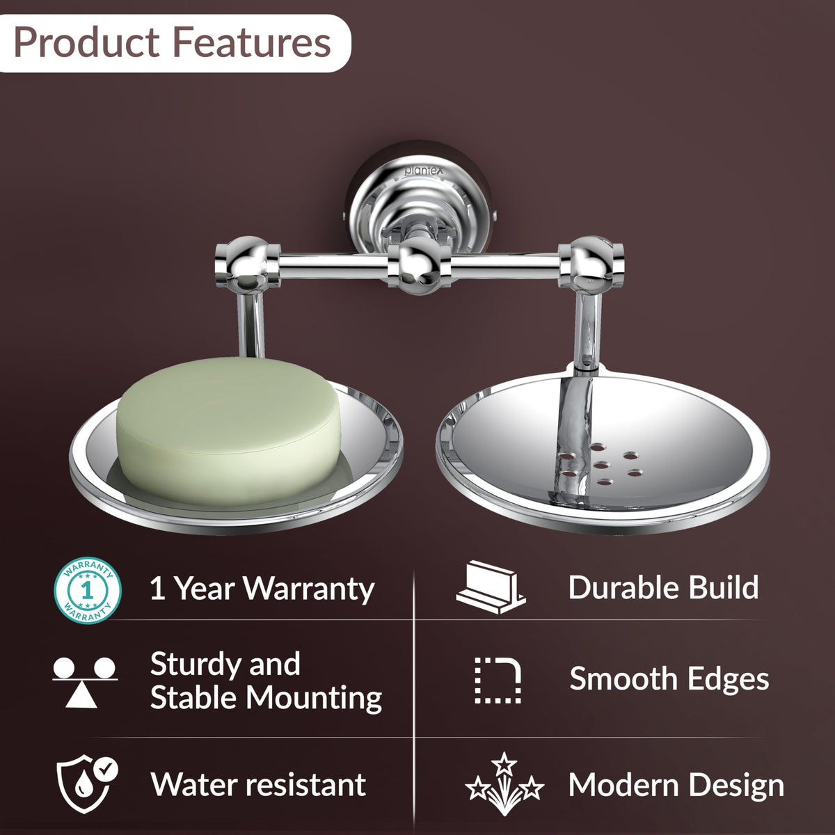 Plantex 304 Grade Stainless Steel Soap Dish/Soap Stand/Bathroom Soap Holder/Bathroom Accessories Skyllo (Chrome)-2