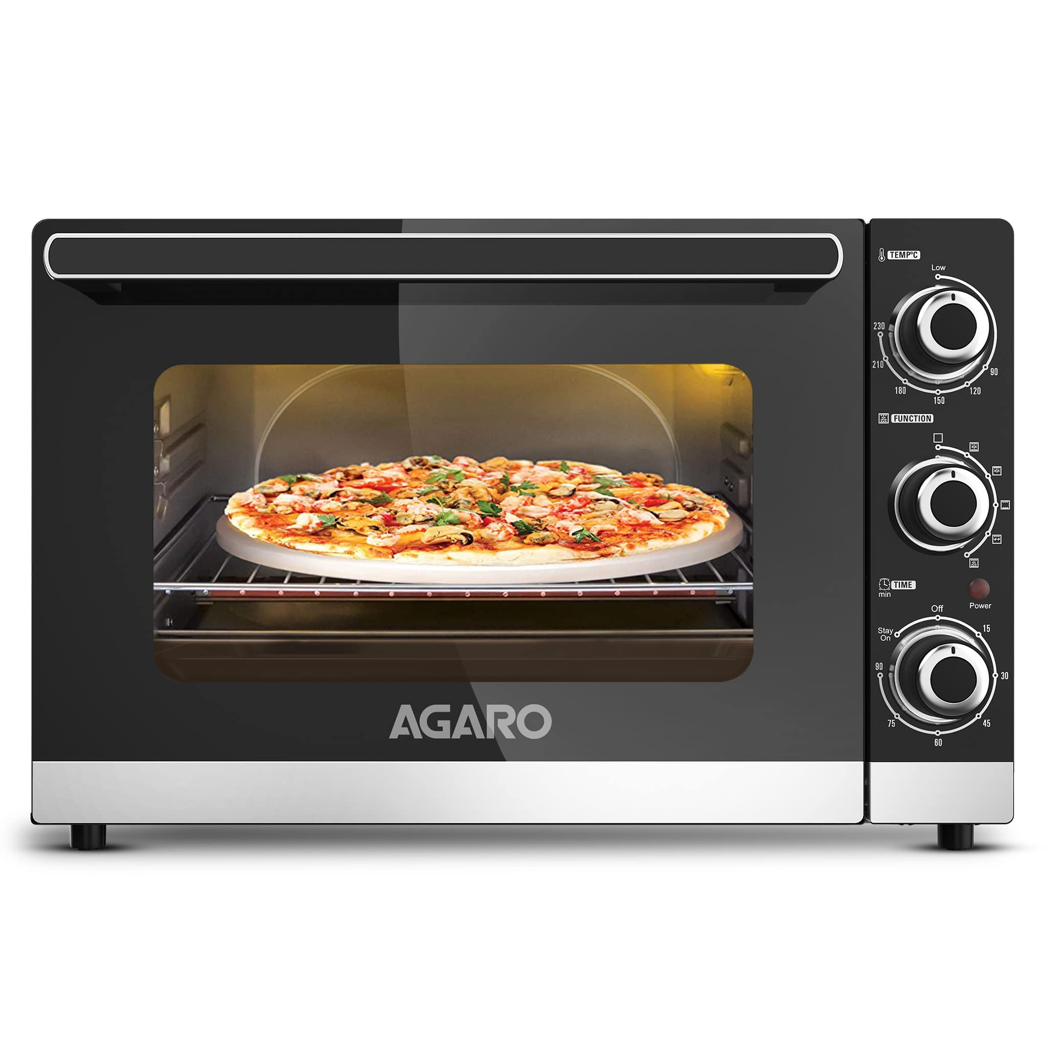 AGARO Marvel 48 Liters Oven Toaster Griller, Motorised Rotisserie and Convection Cake Baking OTG with 3 Heating Mode, (Black)