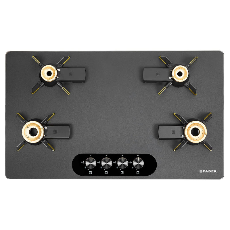 Faber Liftable Burners Hob - 90cm Black Glass| Auto Ignition| FFD| Cast Iron Pan Support| Premium Knobs| 2Yr Comprehensi