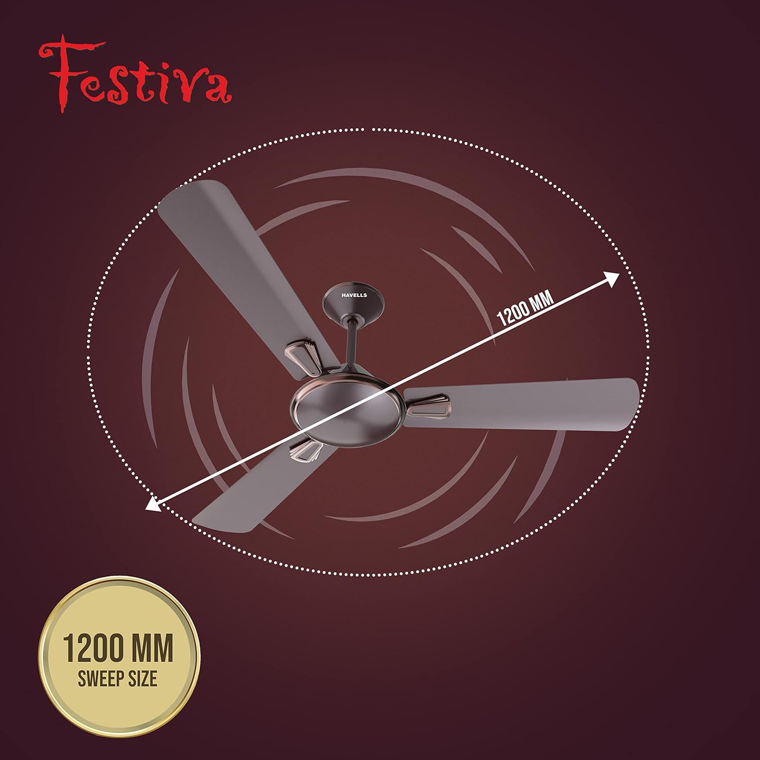 Havells Festiva 1200mm Dust Resistant Ceiling Fan (Espresso Brown)