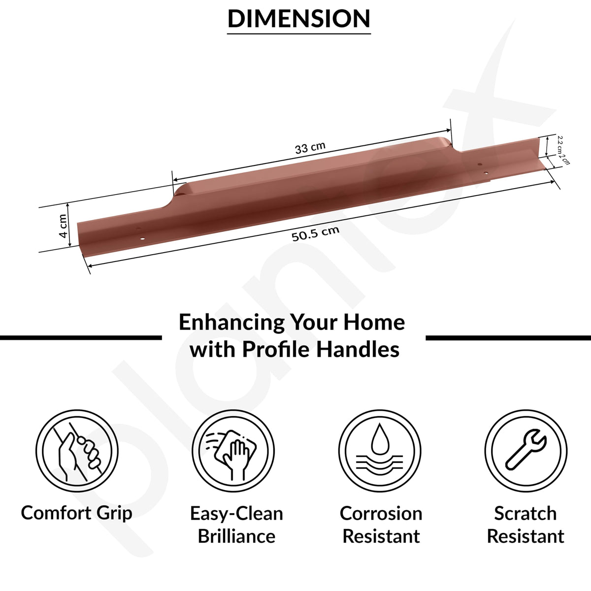 Plantex Profile Handle for Kitchen Cabinet/20 Inch Aluminium Drawer Profile Handle/Wardrobe Pull Handle for Home/Office/Hotel - Pack of 2 (Rose Gold) (Model APS-PF-1004)-3