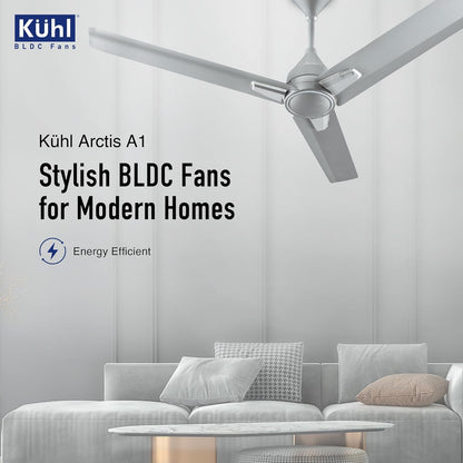 KUHL Arctis A1 1200 Mm 65% Power Saving Bldc Ceiling Fan With Remote | Bee 5 Star Rated & Isi Marked | High Air Flow | 5 Year Warranty | Grey