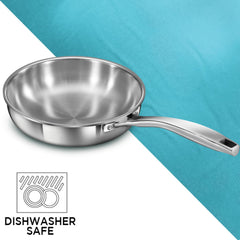 Hawkins Pro 22 cm Frying Pan, Triply Stainless Steel Fry Pan with Stainless Steel Handle, Silver (PSF22)