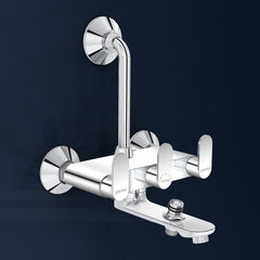 Plantex Pure Brass Wall Mixer for Bathroom 3 in 1 with L-Bend Provision for Overhead and Hand Shower with Water Saving Nozzle/ 7 Year Warranty by Plantex (ORN-219- Mirror-Chrome)-1