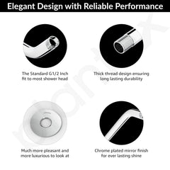 Plantex 11-Inch Round Bend Shower Arm for Overhead Shower/Stainless Steel Shower Pipe/Wall Mount Bathroom Fitting with 1⁄2-Inch Thread - Pack of 1 (Chrome)-3