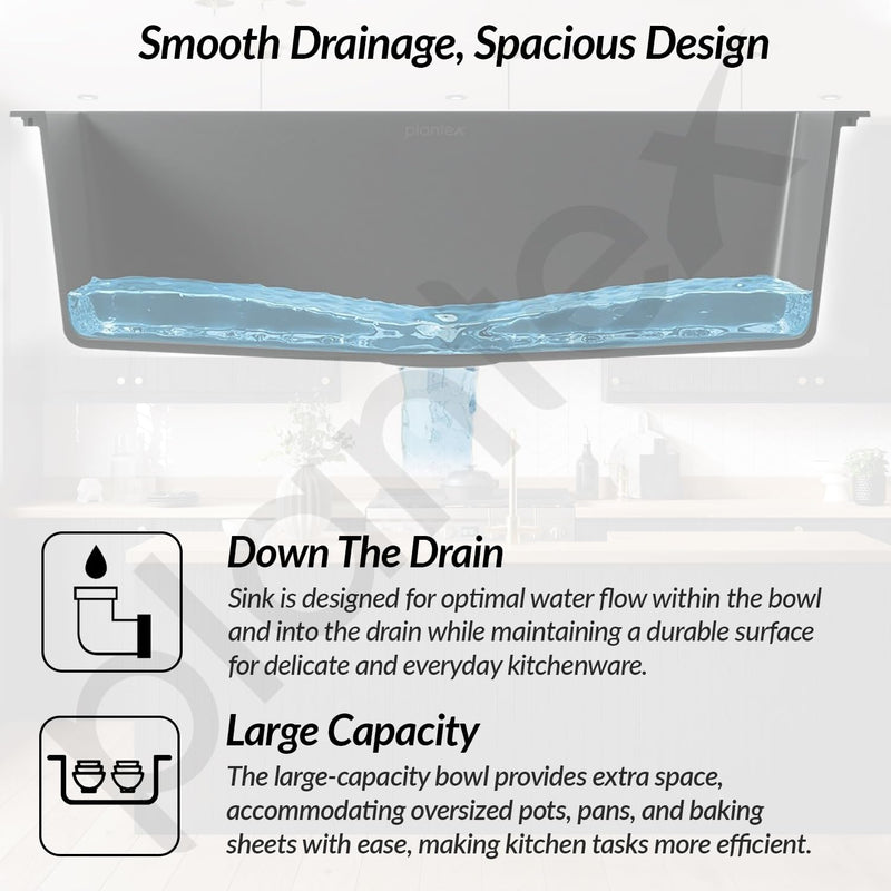 Plantex Kitchen Sink/Quartz Single Bowl Kichen Sink with Hose Pipe and Square Coupling/Under Mount Kitchen Sink - (Grey, 24 x 18 inch)-4