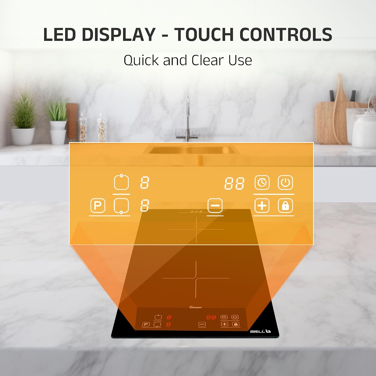 iBELL EMINENCE02, 3500W, 3-YEAR WARRANTY, 2-Zone Induction Hob with Touch Controls & Toughened Glass, High Speed Heating, Energy Efficient, Perfect for Modern Kitchens [Black]