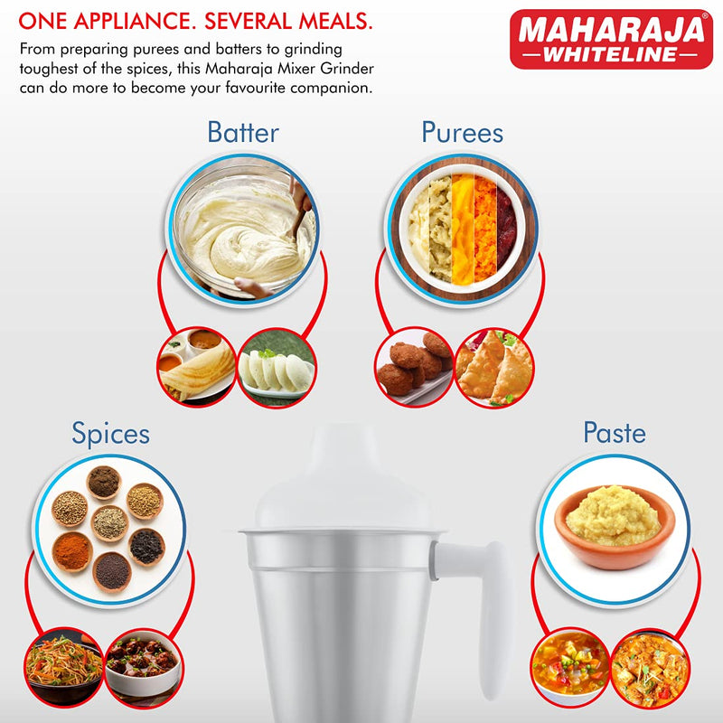 MAHARAJA WHITELINE TURBO TWIST MIXER GRINDER 750 Watt 3 Jar (Brown)