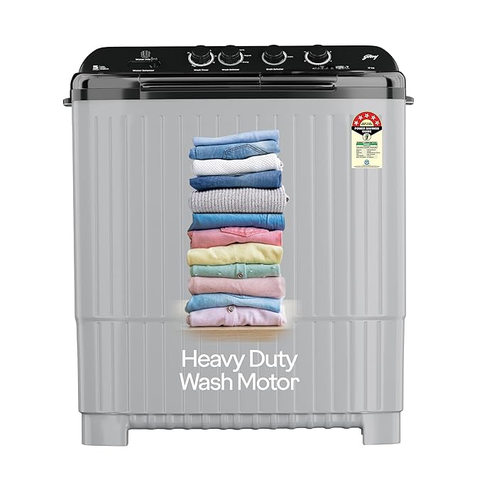 Godrej 12 Kg 5 Star, 1440 RPM Spin Motor, Tri-Roto Pulsator For Powerful Scrub, 370 W PowerMax Wash For Heavy Laundry Semi Automatic Top Load Washing Machine (WS EDGE UNO 120 5.0 PB4 MIGR, Mist grey)