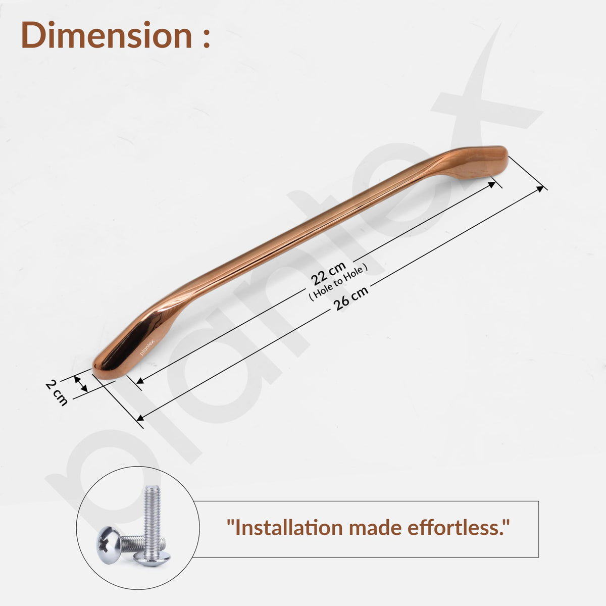 Plantex Cabinet Handle/224mm Handle for Wardrobe/Kitchen Handle/Pull-Push Handle for Home/Office - Pack of 1 (Rose Gold) (Model APS-PH-101)-2