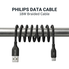 Philips DLC4160AB/94 18W Type-A to Type-C Fast Charging Cable (2m, Dark Slate)