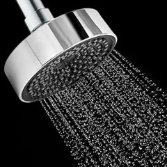 HOUZA Round Shower Head for Bathroom | 4 Inch Single Flow Overhead Shower without Arm | Adjustable Bathroom Shower with Even Water Flow & Rust Resistant | Anti-Clog Silicone Nozzles for Wall Mounting