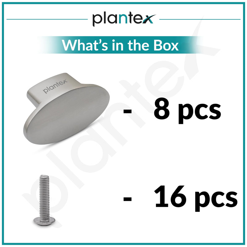 Plantex Knobs for Drawer/Small Drawer Knobs/Knobs for Cabinets/Pull-Push Knobs for Kitchen/Bedroom Drawer - Pack of 8 (Oval, Matt)-6