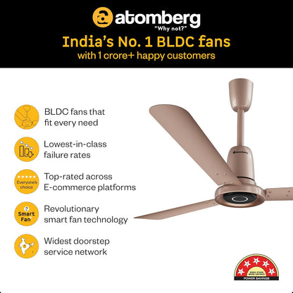 atomberg Studio Nexus Smart 1200mm BLDC Ceiling Fan with IoT & Remote Control | BEE 5-star | New Blade Design | High Air Delivery with Moonbeam Light | Low noise | 5 Year Warranty| Rose Gold