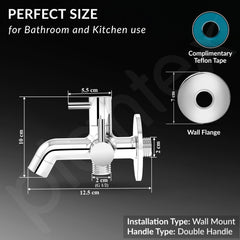 Plantex Pure Brass Two-Way Bib Cock Tap with Water-Saving Aerator/Compatible with Washing Machines/2 in 1 Tap -7 Year Warranty -(ICO-907-Chrome)-4