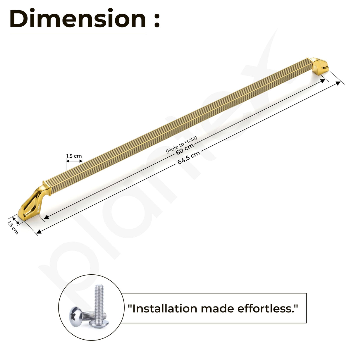 Plantex Aluminium Cabinet Handle/600mm Wardrobe Handle for Home/Cupboard Door Pull-Push Handles for Office - Pack of 2 (Brass Antique & Gold)-2