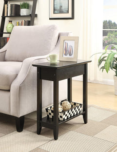 Sheesham Wood Nightstand | Bedside Table with Drawer & Open Shelf | Solid Wood Side Table (Espresso Black)