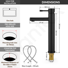 Plantex Wash Basin Mixer Tap Hot and Cold/Brass Tap Handle and 304 Grade Stainless Steel Body/Hot & Cold Basin Mixer/Pillar Spout for Wash Basin/Deck Mount - (8013-2, Black)-3