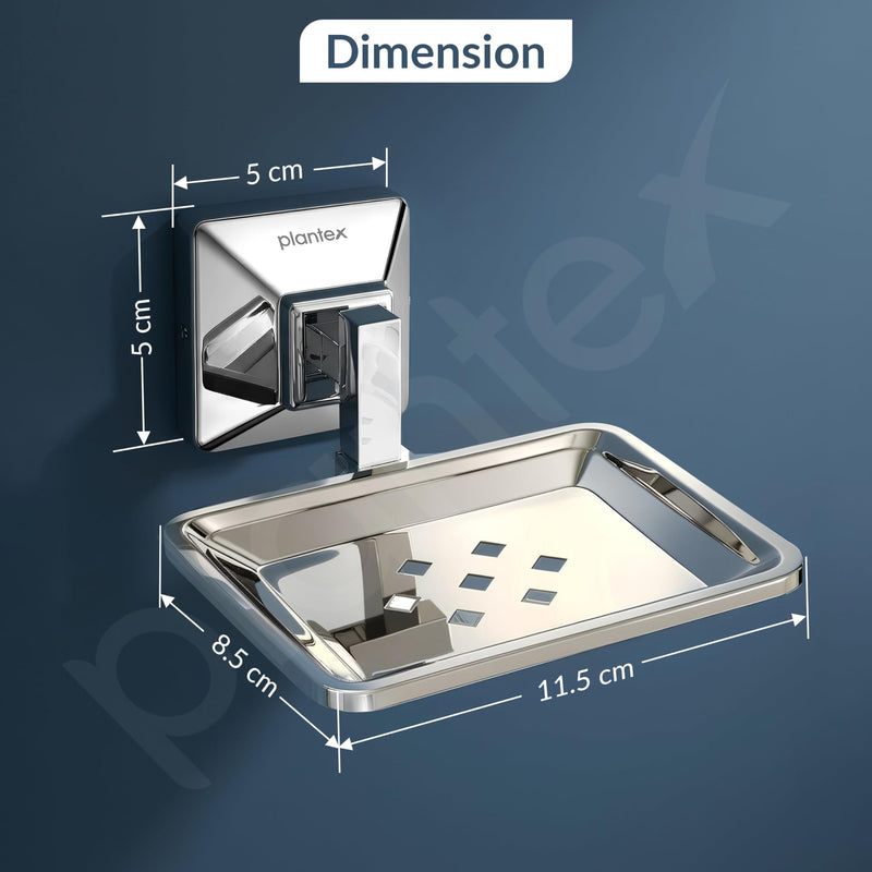 Plantex 304 Grade Stainless Steel Soap Holder for Bathroom/Soap Dish/Soap Stand/Bathroom Accessories - Squaro (Chrome)-4