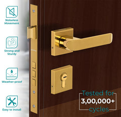 Plantex Triple Security Door Lock for Home/Main Door Lock Set with 3 Years of Warranty/Mortise Lock for Door with Brass Lock Body & Cylinder (7110 - Gold Finish)-2