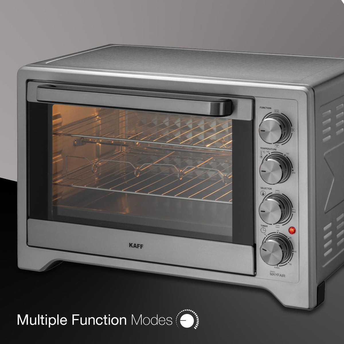 Kaff MFOT45-SS Electric Oven Toaster Grill (OTG) for Kitchen 45 Litre, 2000W with Rotisserie and Convection Fan | Stainl