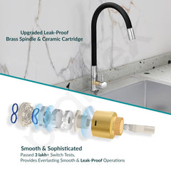 Plantex Pure Brass Flexible Tap for Kitchen Sink/Swan Neck Water Tap Faucet/Kitchen Flexible Sink Tap with Water-Saving Aerator & 360‚° Swivel Spout (ICO-912B)-5