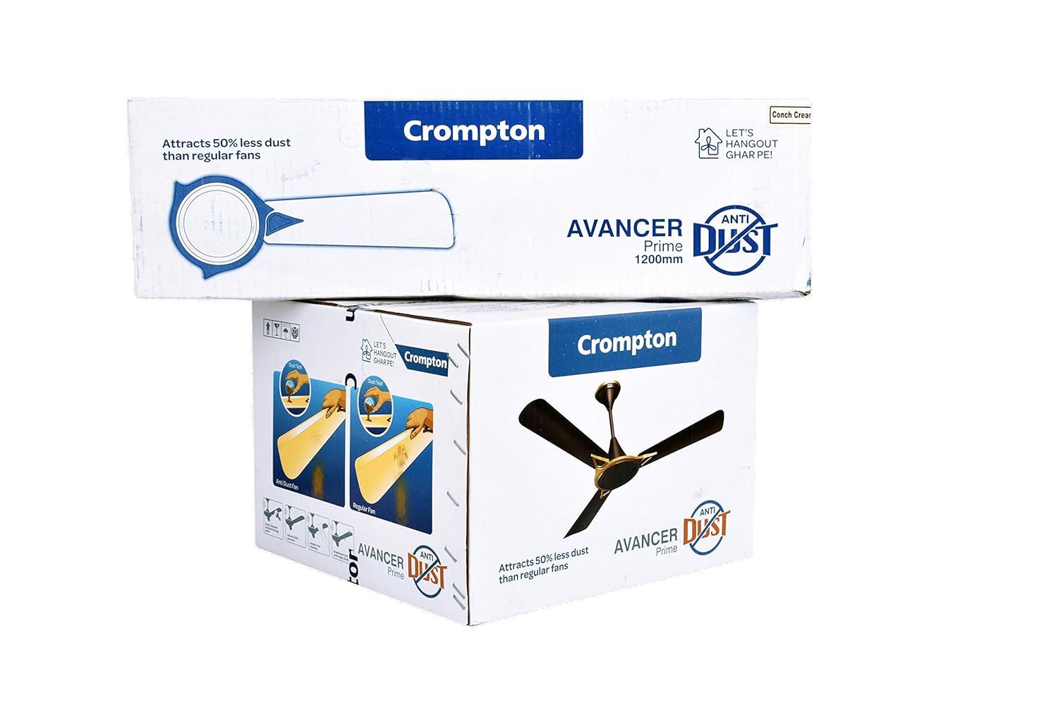 Crompton Avancer Prime 1200 mm (48 inch) Decorative Ceiling Fan with Anti Dust Technology (Conch Cream) 1 Star