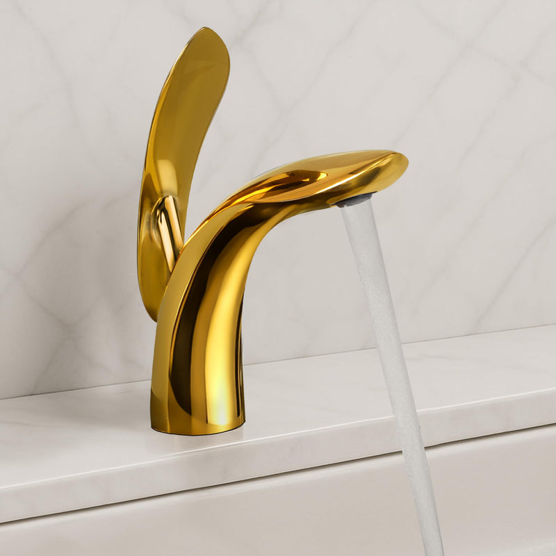 Plantex Brass Pillar Tap for Wash Basin/Single Lever Hot & Cold Basin Mixer Tap/washbasin tap Faucet-(Gold)-1