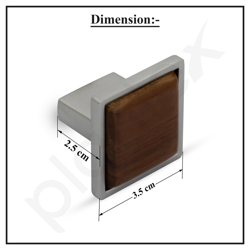 Plantex Knobs for Drawer | Kitchen Cabinet Knobs | Pulls Handles Knobs for Wardrobe & Kitchen | Square Drawer Pulls and Knobs- Pack of 1 (Satin & Wood)-3