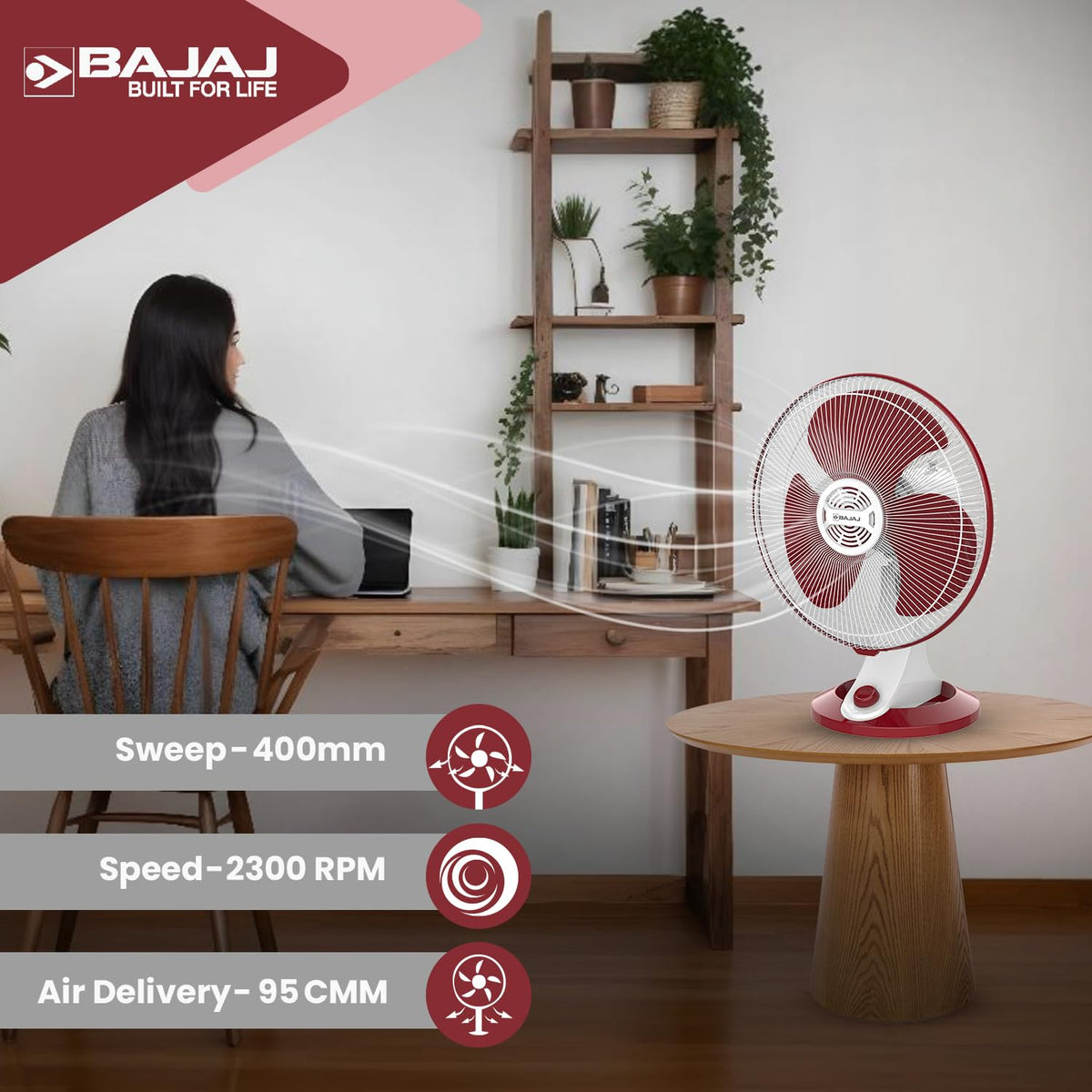 Bajaj Veloce High Speed 400MM Table Fan For Home-5