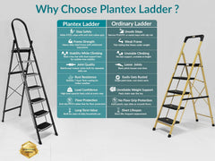 Plantex Steel 7 Step Ladder for Home/Wide Anti Skid 7 Step Ladder Foldable/5 Year Manufacturer Warranty (Gray & White)