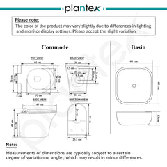 Plantex Ceramic Wall-hung Commode with Table-Top Wash Basin for Bathroom/Rimless Washdown Western Toilet/Bathroom Wash Basin - P Trap Commode - Black-4