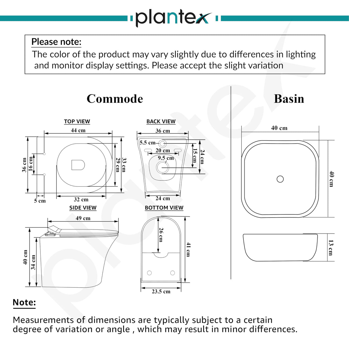 Plantex Ceramic Wall-Hung Commode with Tabletop Wash Basin for Bathroom/Rimless Washdown Flush Western Toilet/Bathroom Wash Basin - P Trap Commode - Choco-3