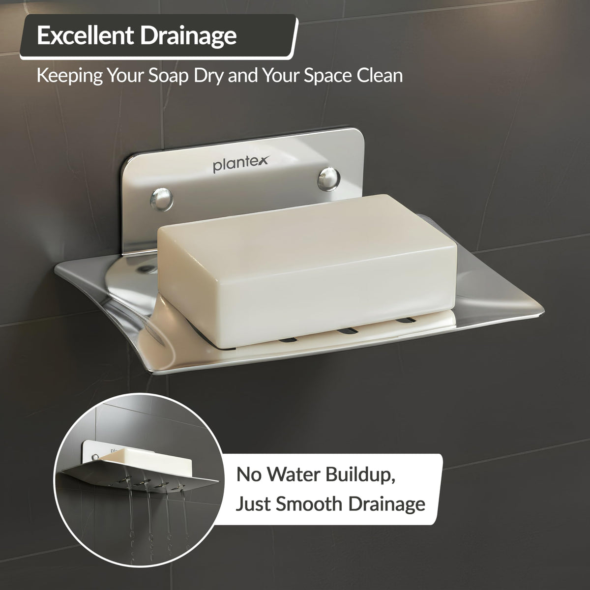 Plantex Stainless Steel Square Shape Soap Holder/Wall Mounted Soap Holder/Soap Stand/Bathrooom Accessories- (Chrome)-5