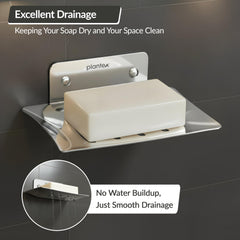 Plantex Stainless Steel Square Shape Soap Holder/Wall Mounted Soap Holder/Soap Stand/Bathrooom Accessories- (Chrome)-5